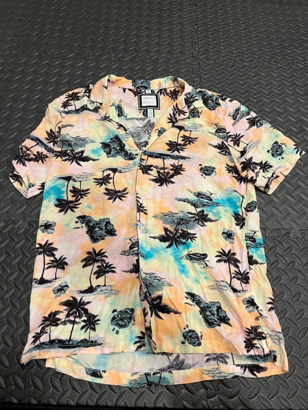 Denim & Flower Pastel Multi Tropical Palm Button-Down Shirt